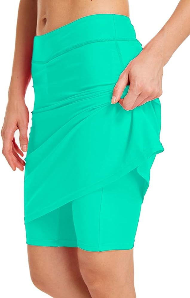 Micosuza Womens Skirted Swim Short Sun Protective UPF 50+ Swimming Bottom with Attached Skirt | Amazon (US)