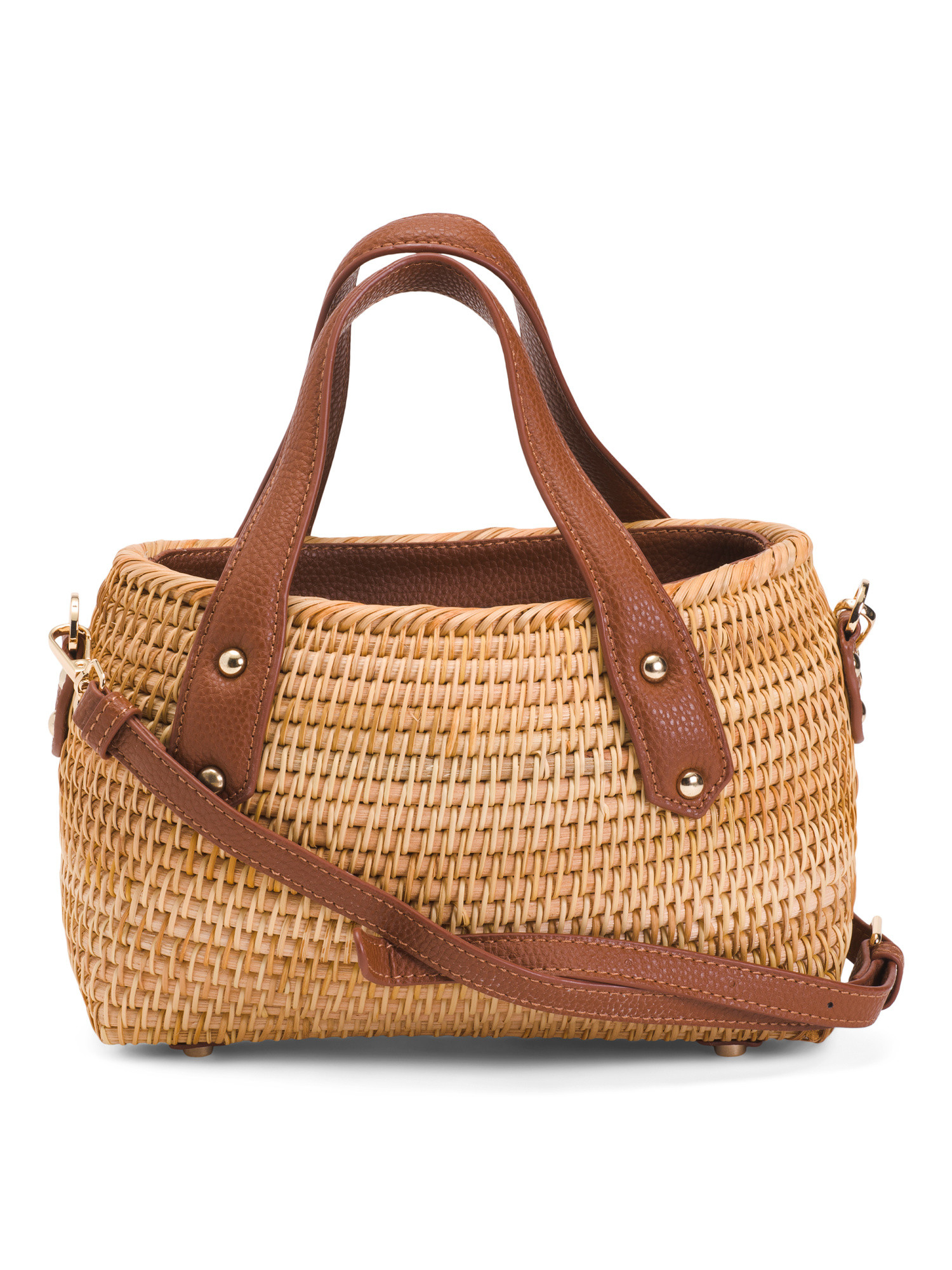 Leather Trim Rattan Satchel | Handbags | Marshalls | Marshalls