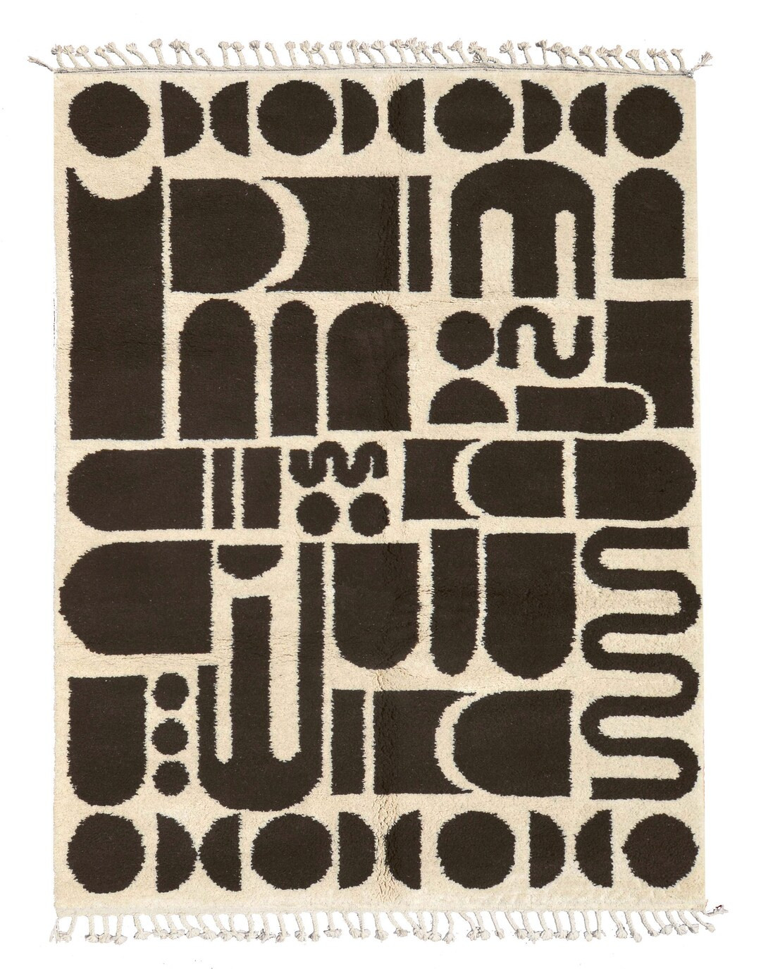 Moroccan Rug, Beni Ourain, Moroccan Carpet, Hand Knotted, Wool Rug, Dark Brown, Cream, Graphic Ru... | Etsy (US)