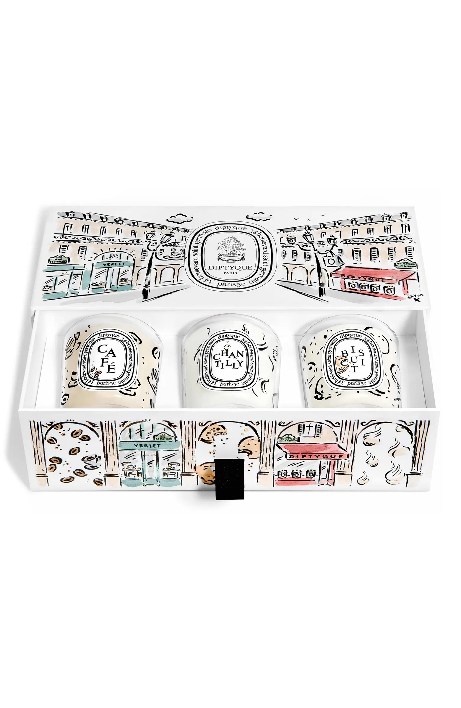 Diptyque Café (Coffee), Chantilly (Whipped Cream) & Biscuit (Cookie) 3-Piece Mini Candle Set | N... | Nordstrom