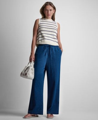 Dkny Jeans Womens Sleeveless Crew Neck Striped Sweater | Macy's