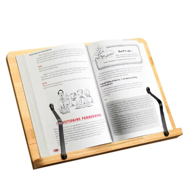 Bamboo Book Stand,Large Cookbook Holder Reading Book Holder with Adjustable Height,Foldable Wooden | Wayfair North America