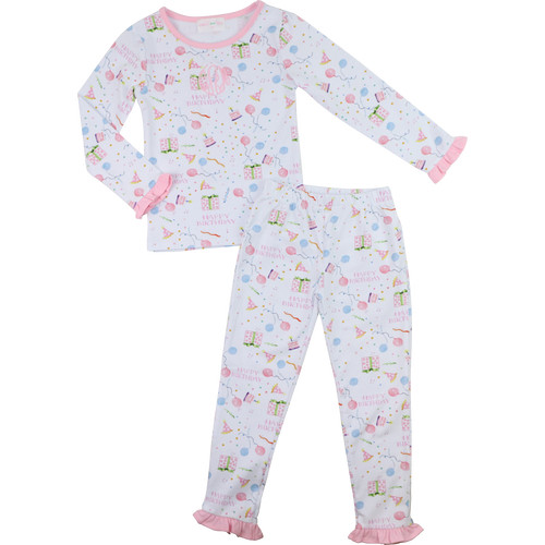 Pink Birthday Print Knit Pajamas | Cecil and Lou