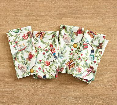 Nostalgic Christmas Icon Cotton Twill Napkins - Set of 4 | Pottery Barn (US)