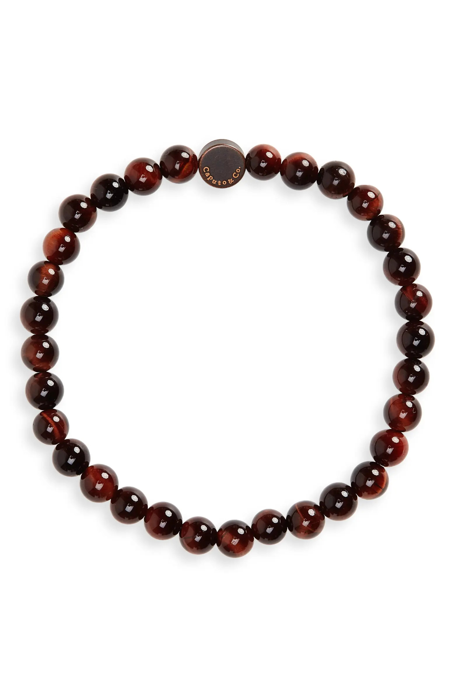 Caputo & Co. Red Tiger's Eye Stone Beaded Stretch Bracelet | Nordstrom | Nordstrom