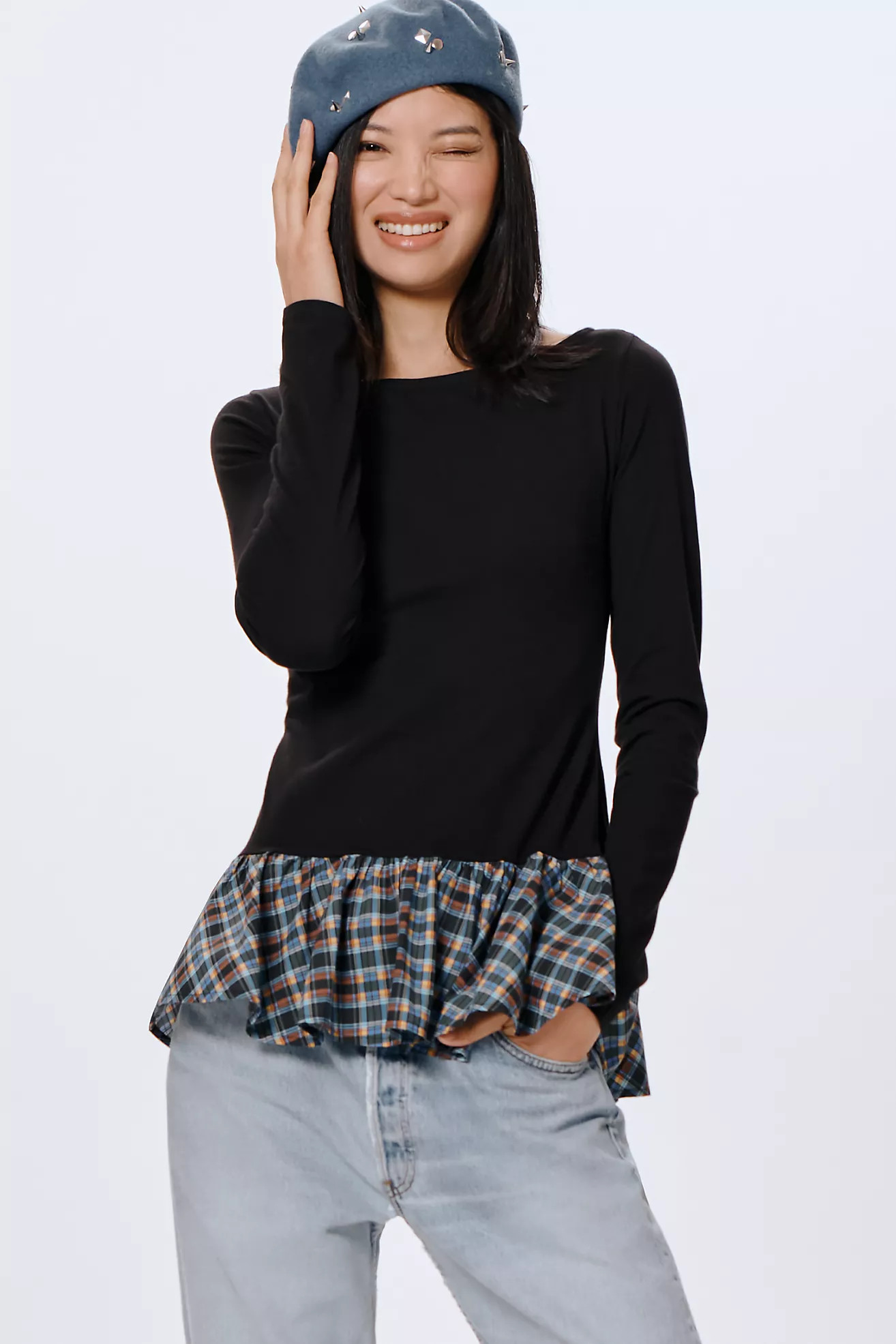 Maeve Long-Sleeve Peplum Top | Anthropologie (US)