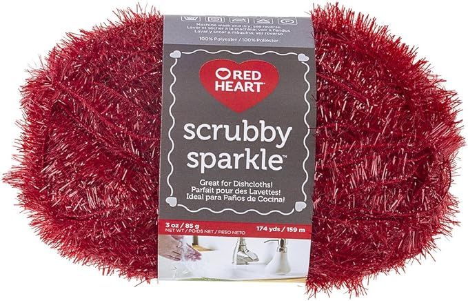 Red Heart Scrubby Sparkle E851.8929 Yarn, Strawberry | Amazon (US)