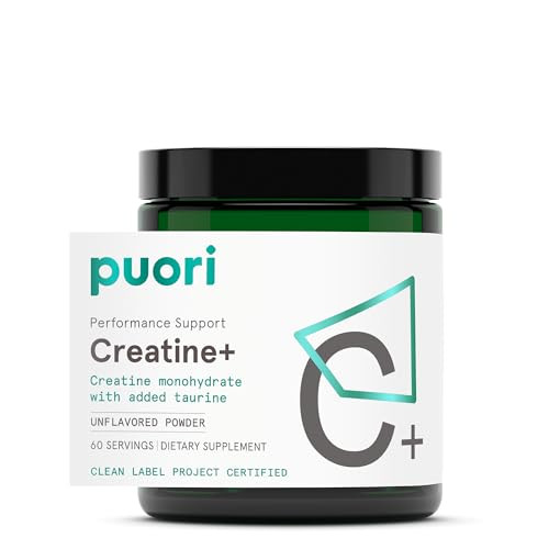 Puori Creatine Monohydrate Powder with Taurine - Unflavored Creatine Powder, Pre-Workout Supplement for Men & Women - Muscle Builder, Enhanced Workout Performance & Strength Building - 60 Servings | Amazon (US)