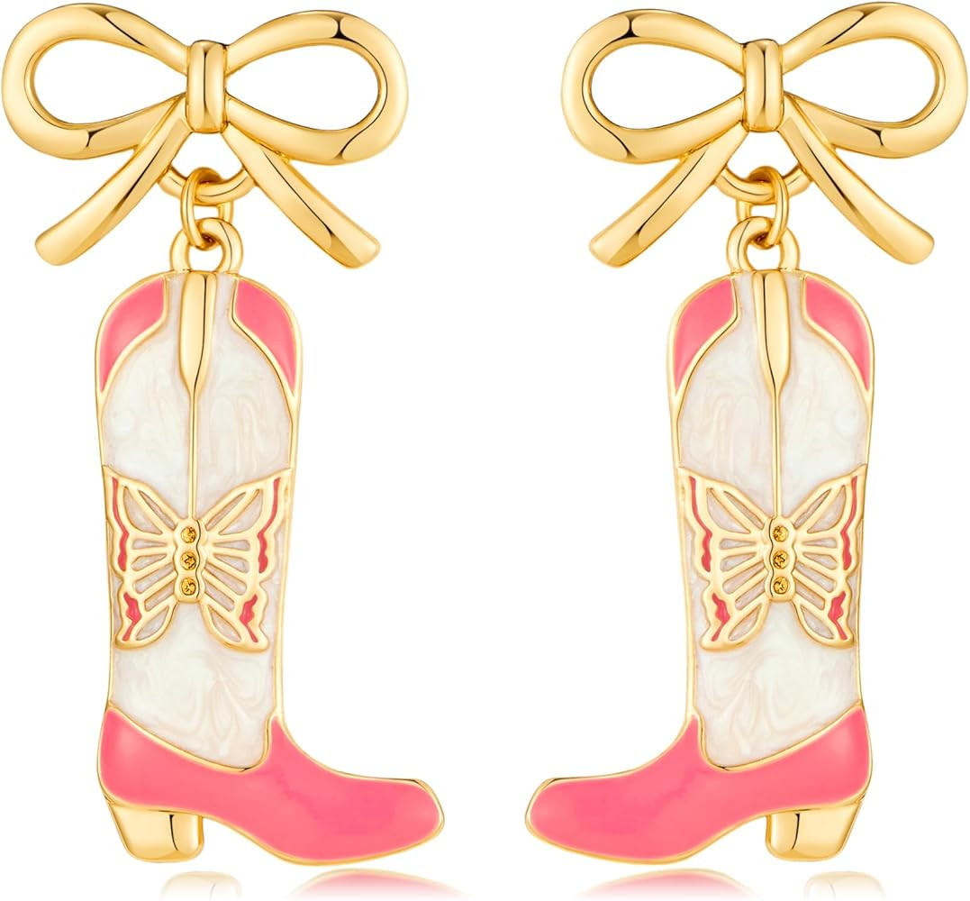 Hammered Horseshoe Dangle Earrings 14k Gold Plated Vintage Western Textured Lucky Symbol Geometri... | Amazon (US)