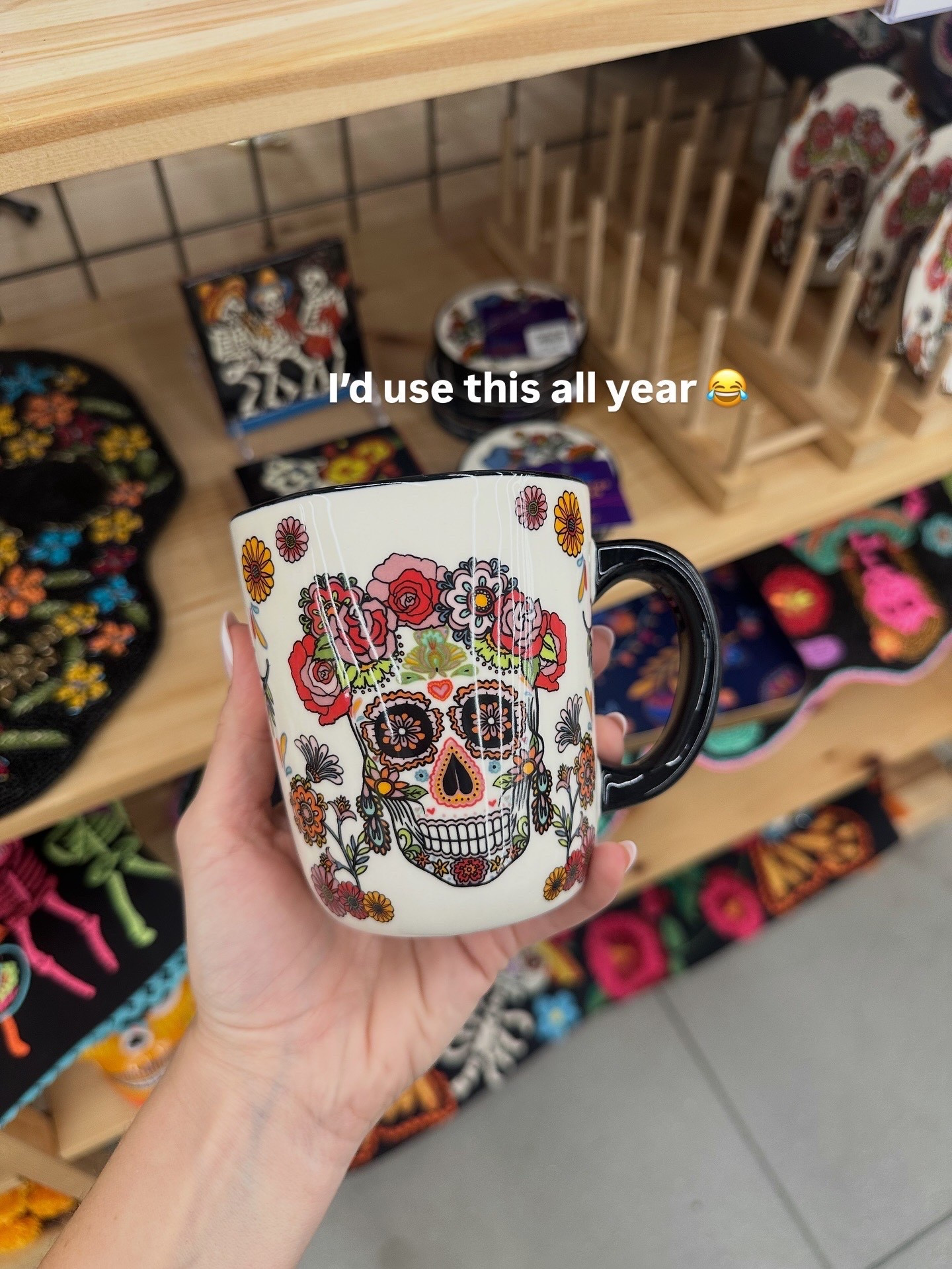 Multicolor Sugar Skull Hand Painted Ceramic Mug - I love this design !! 

#LTKHalloween #LTKHome #LTKSeasonal