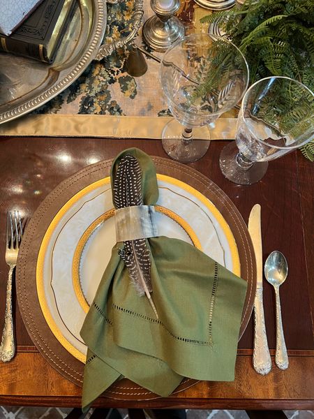 I am giddy over these horn napkin rings my son gave to me! I was so excited about this tablescape that I couldn’t sleep!!

#LTKhome #LTKGiftGuide #LTKFind