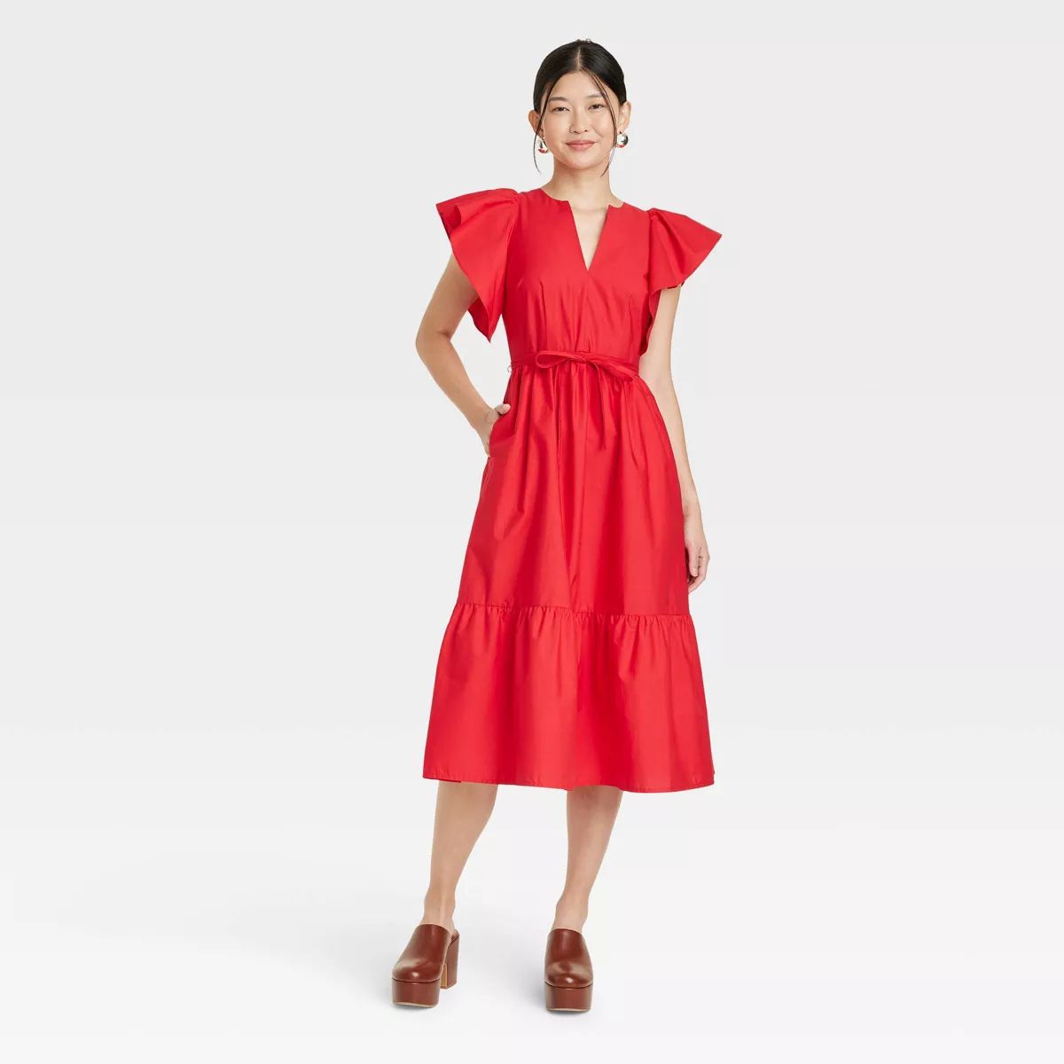 Women's Flutter Short Sleeve Midi Dress - A New Day™ | Target