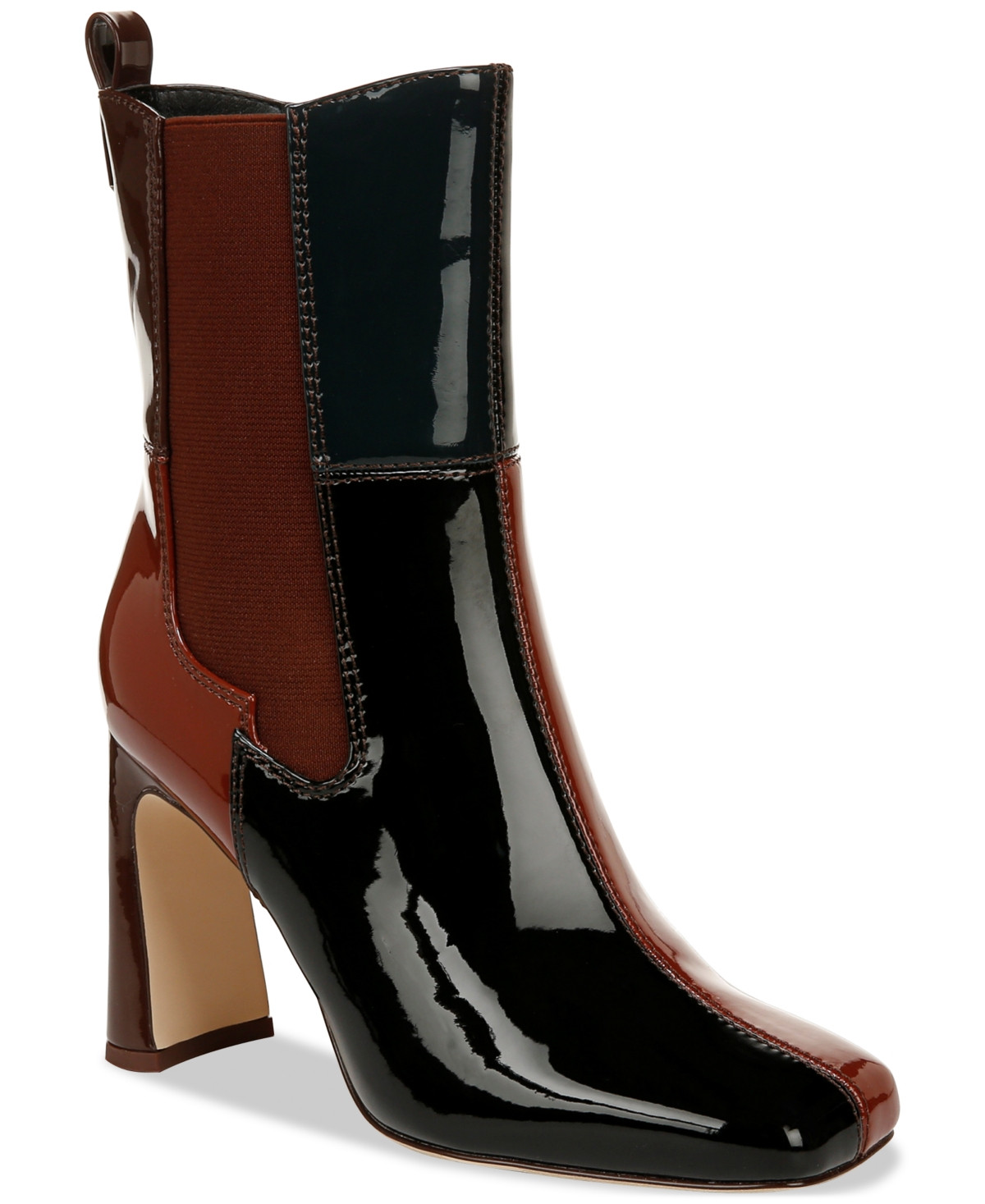 Circus Ny by Sam Edelman Elle Patchwork Dress Booties - Black/Ginger Copper/Emerald Patent | Macy's