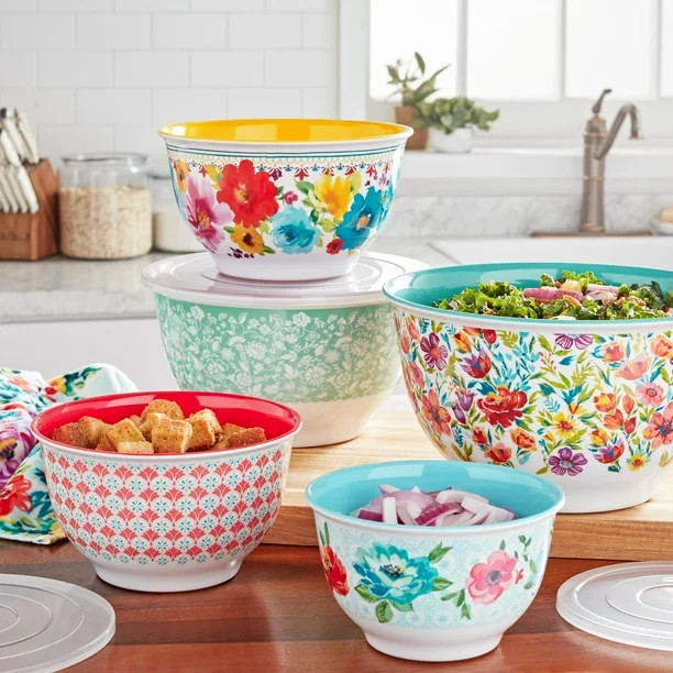 The Pioneer Woman Petal Party 10-Piece Melamine Mixing Bowl Set - Walmart.com | Walmart (US)