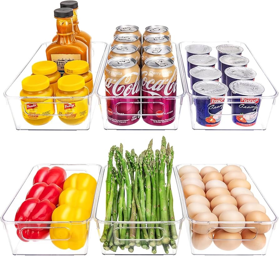 HOMER Set of 6 Refrigerator Organizer Bins, Pantry Organization and Storage Bins, Fridge Organize... | Amazon (US)