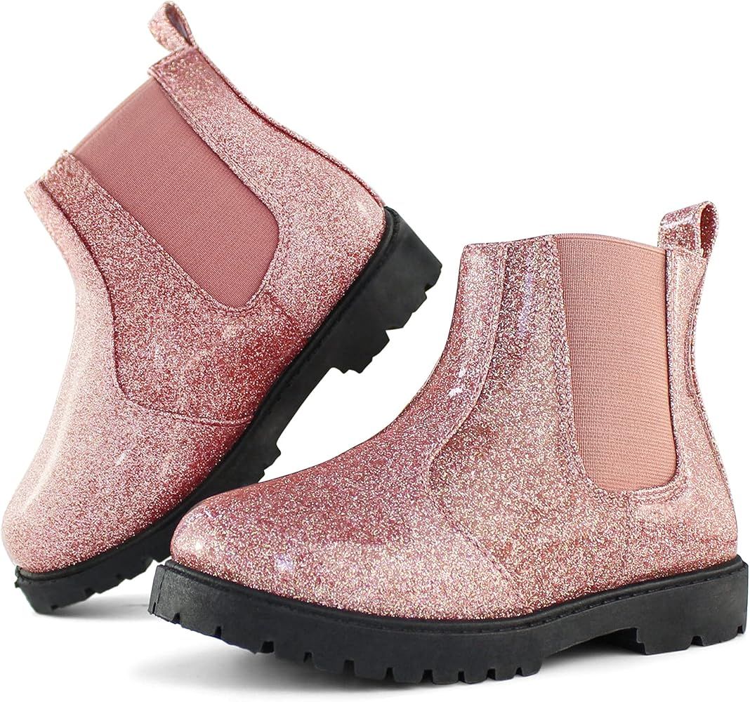 Tobfis Girl's Fashion Glitter Chelsea Boot Ankle Boots(Toddler/Little Kid/Big Kid) | Amazon (US)