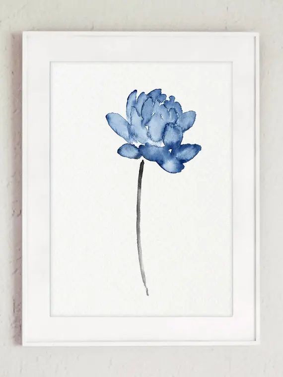 Blue Lotus Watercolor Painting Abstract Flower Navy Blue | Etsy | Etsy (US)