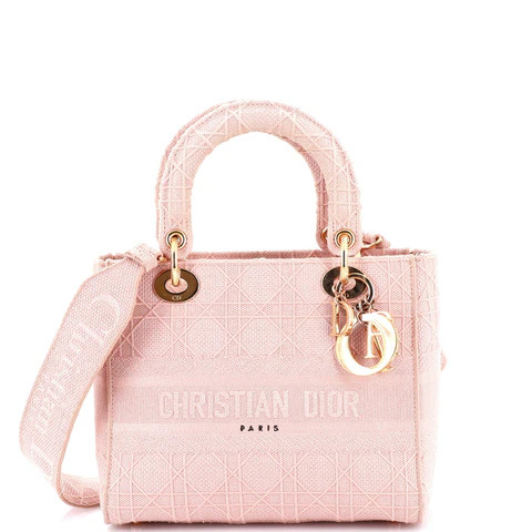 Lady D-Lite Bag Cannage Embroidered Canvas Medium | Rebag