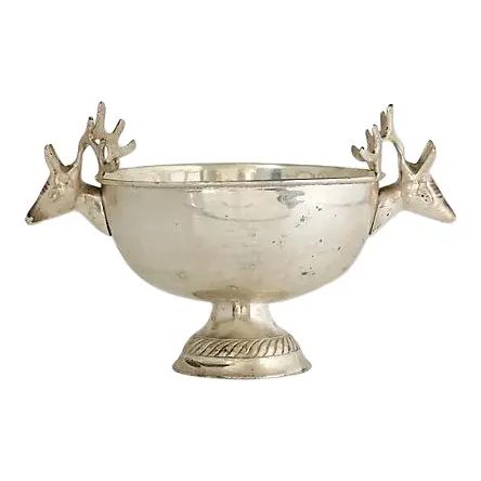 Silver-Plate Reindeer Decorative Bowl | Chairish