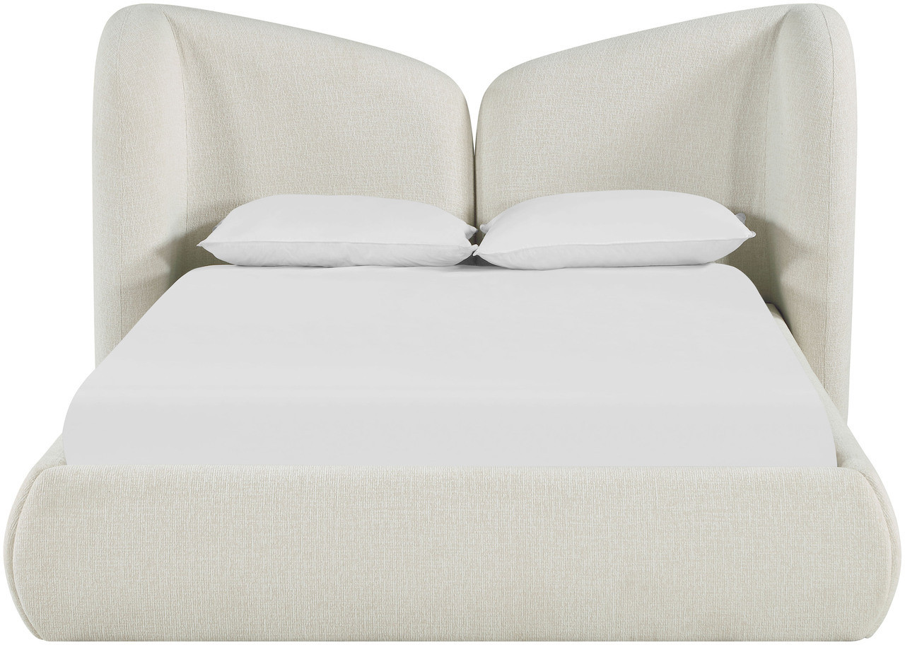 Elowen Chenille Fabric Upholstered King Bed In Cream | 1stopbedrooms