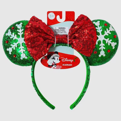 Girls' Christmas Minnie Mouse Ears Headband - Green | Target