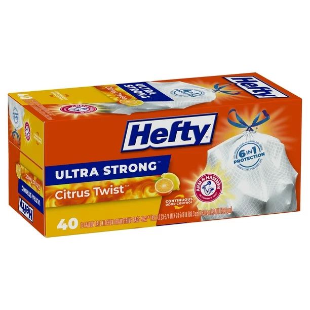 Hefty Ultra Strong Tall Kitchen Trash Bags, 13 Gallon, 40 Count, Drawstring | Walmart (US)