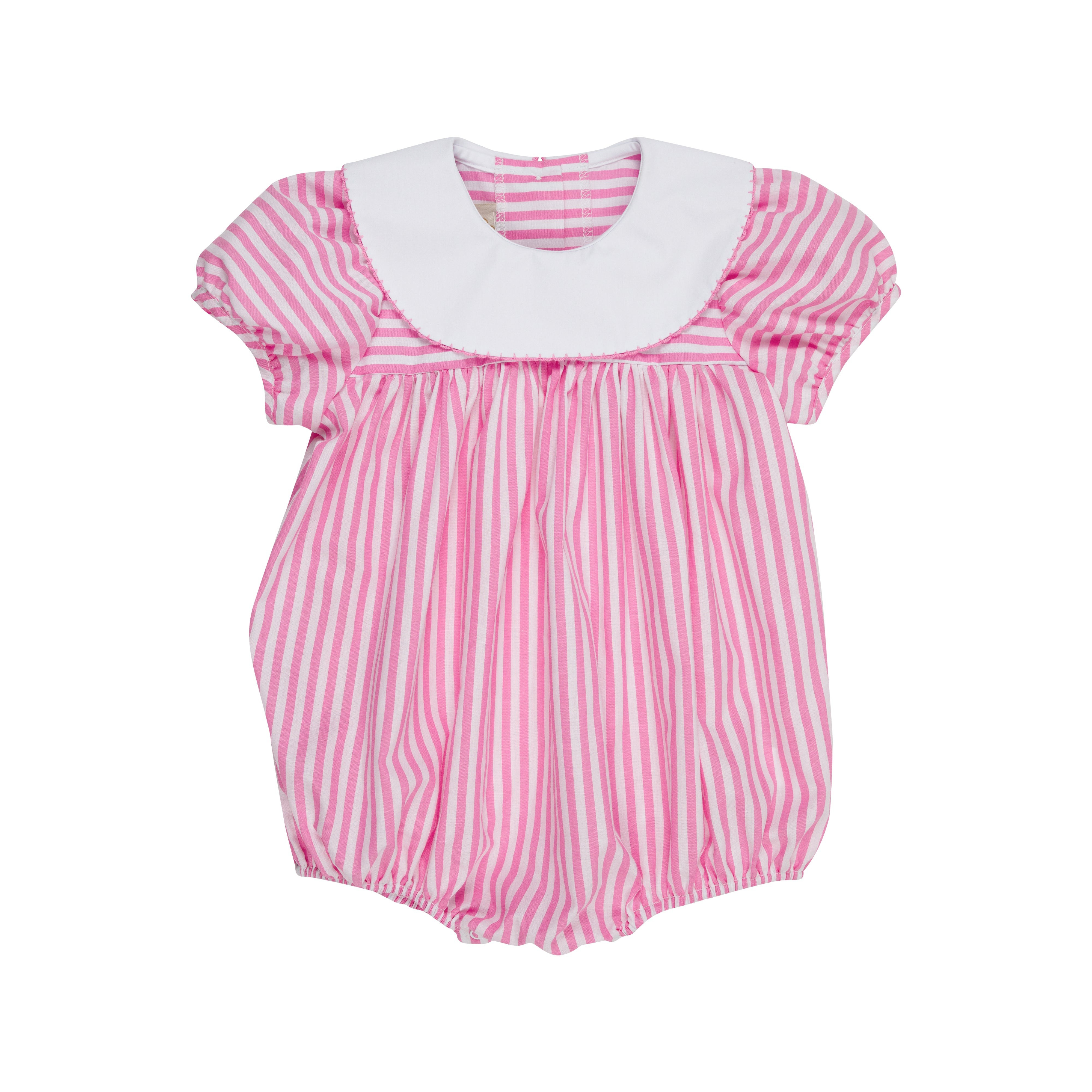 Bethy Bubble - Providence Pink Stripe with Worth Avenue White & Hamptons Hot Pink Picot | The Beaufort Bonnet Company