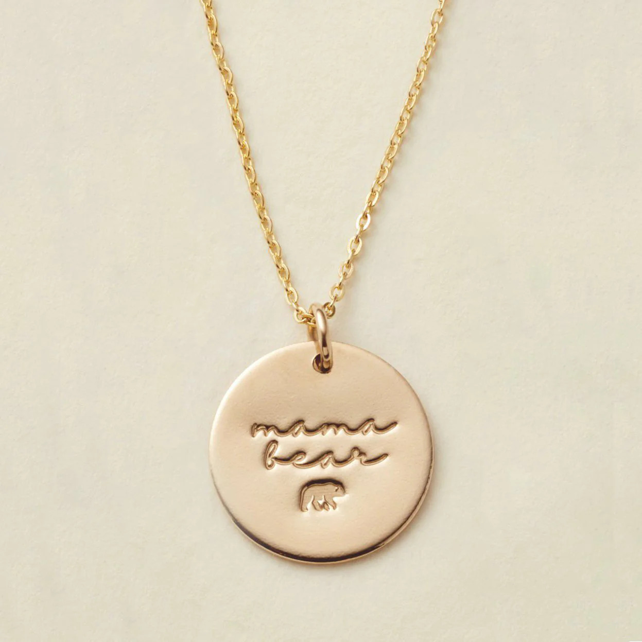 Made By Mary Mama Bear Disc Necklace—5/8" | Handmade, Hand Stamped | Made by Mary (US)