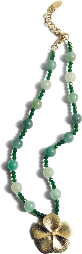 MANGO Beaded Flower Pendant Necklace | Nordstrom | Nordstrom