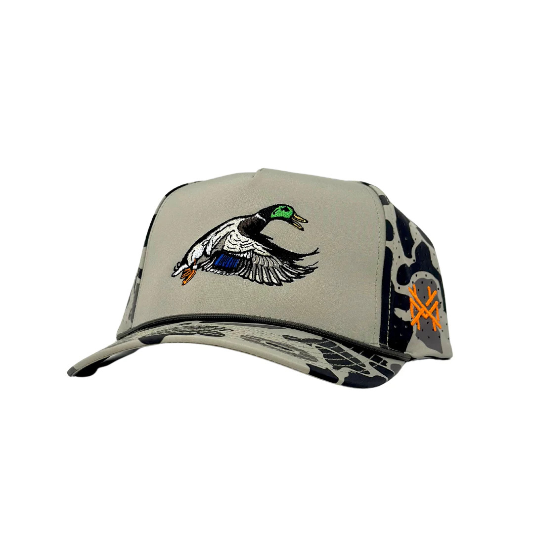 MHC Mallard Trucker Hats Pacific Tan Front/Camo Back | The Mad Hatter Company