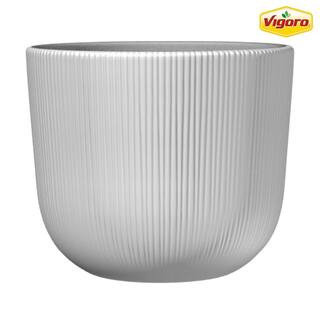 10 in. Amaliya Medium Textured White Plastic Planter (10 in. D x 8.1 in. H) | The Home Depot