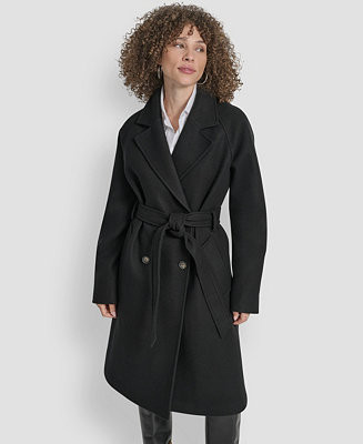DKNY Women's Belted Notch Collar Coat, P/XS-XXL - Macy's | Macy's