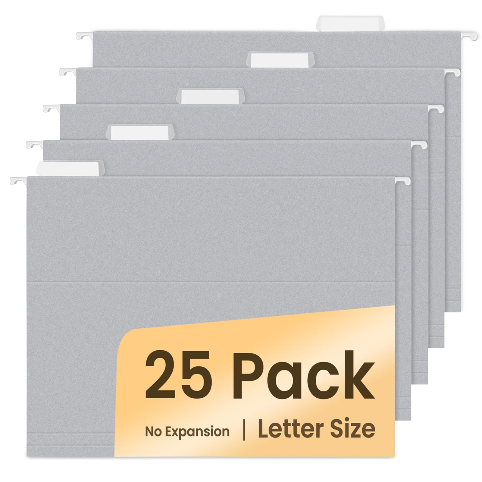 SUNEE 25 Pack Hanging File Folders, Gray Folders, Hanging File Folders Letter Size with 1/5-cut T... | Amazon (US)