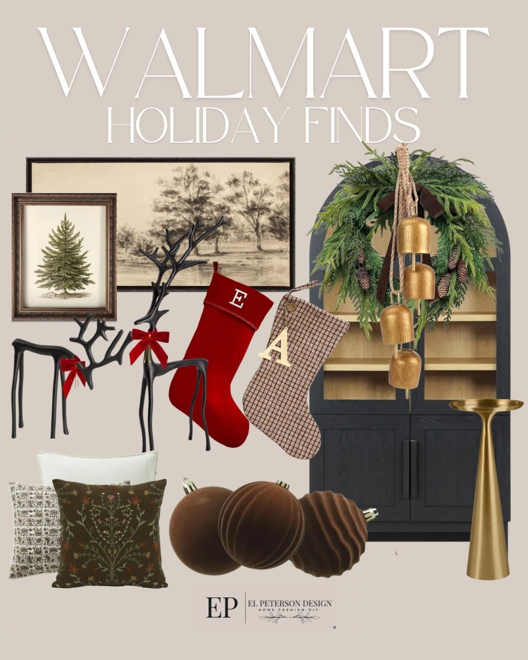 Walmart
Holiday Finds
Accent cabinet
Wreath
Bells
Ornaments
Pillows
Artwork
Reindeer
Accent table 
Stockings 

#LTKFindsUnder100 #LTKFindsUnder50 #LTKHome