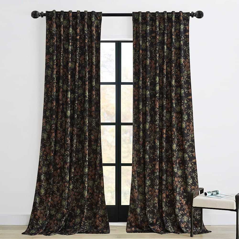 StangH Velvet Curtains 108 inches Long for Living Room, Black Thermal Insulated Curtains with Ret... | Amazon (US)