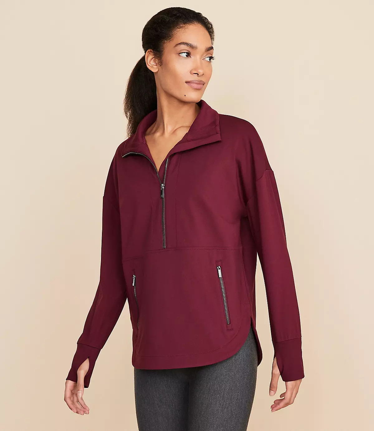 Lou & Grey Brushed Back Tunic Hoodie | LOFT