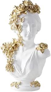 Z Gallerie Home Decor Chic White Greek Bust Statue with Gold Floral Accents - Dramatic Tabletop A... | Amazon (US)