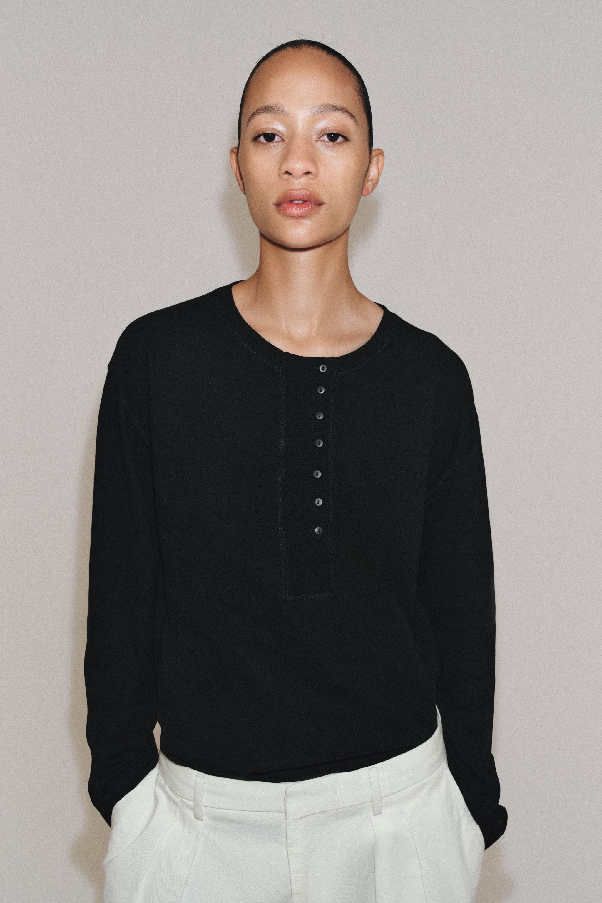 HENLEY T-SHIRT WITH LINEN BLEND | Zara UK
