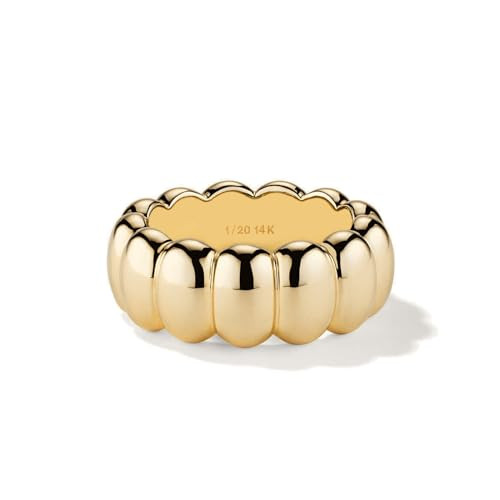 Amazon.com: NOKMIT 14K Gold Filled Chunky Gold Statement Rings for Women Cute Puffy Dome Croissan... | Amazon (US)