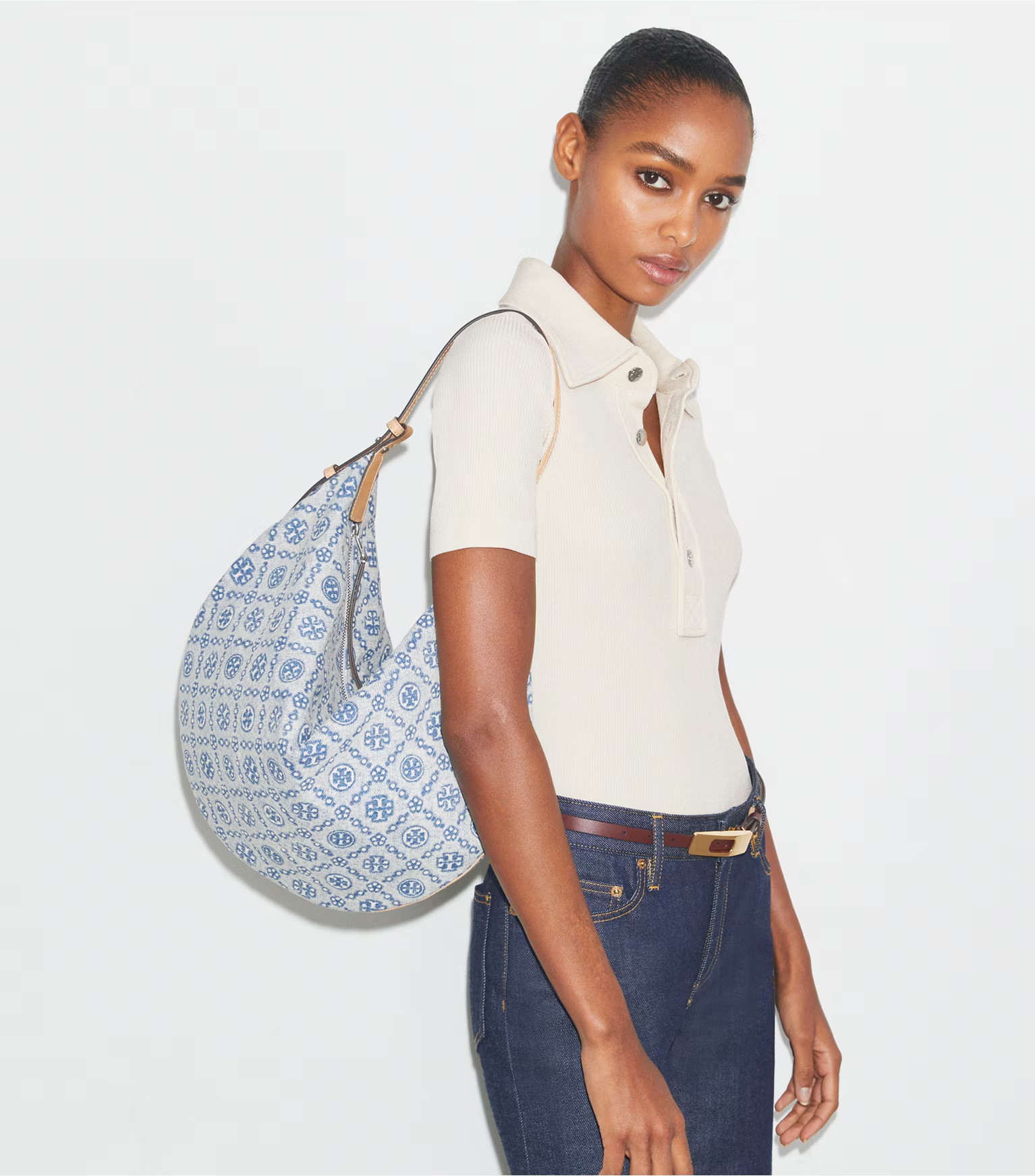 T MONOGRAM DENIM BALLOON BAG | Tory Burch (US)