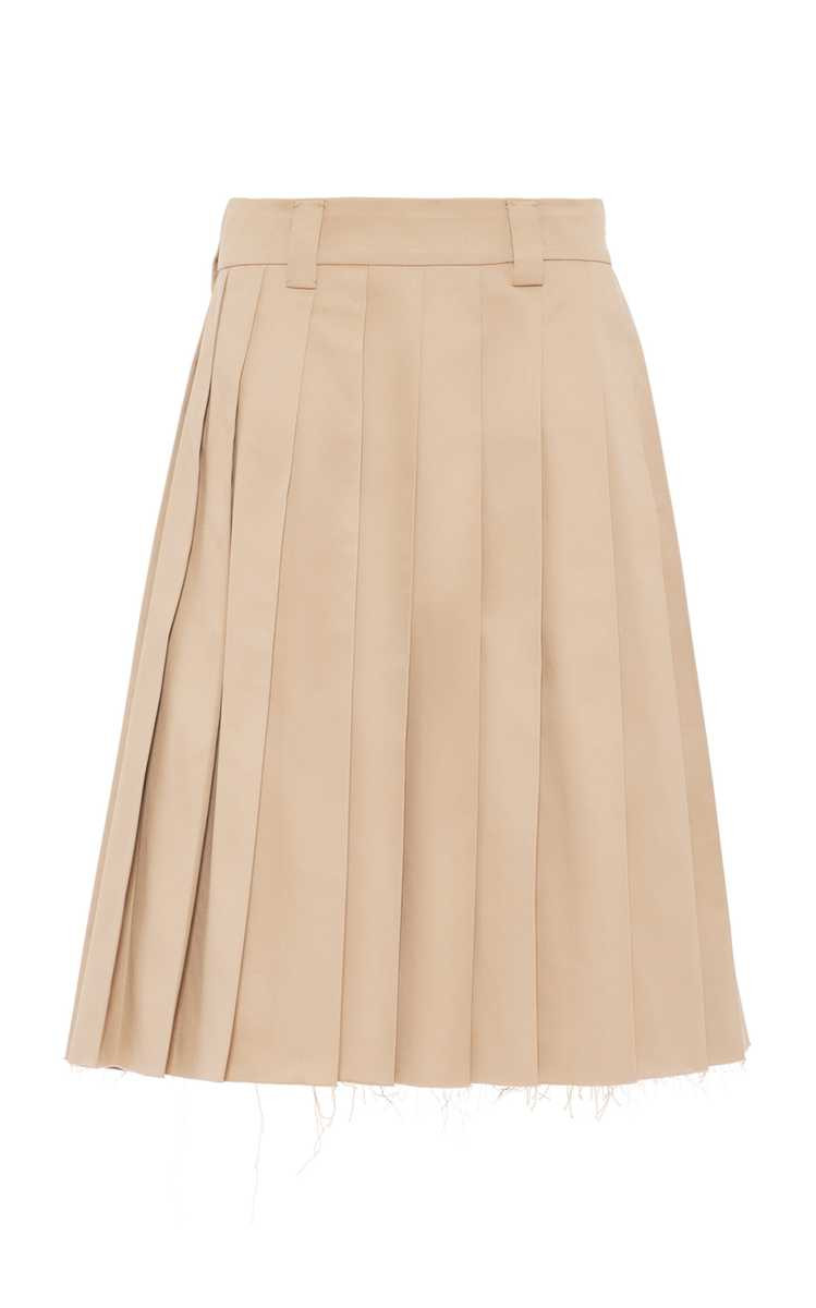 Pleated Raw-Edge Cotton Low-Rise Midi Skirt | Moda Operandi (Global)