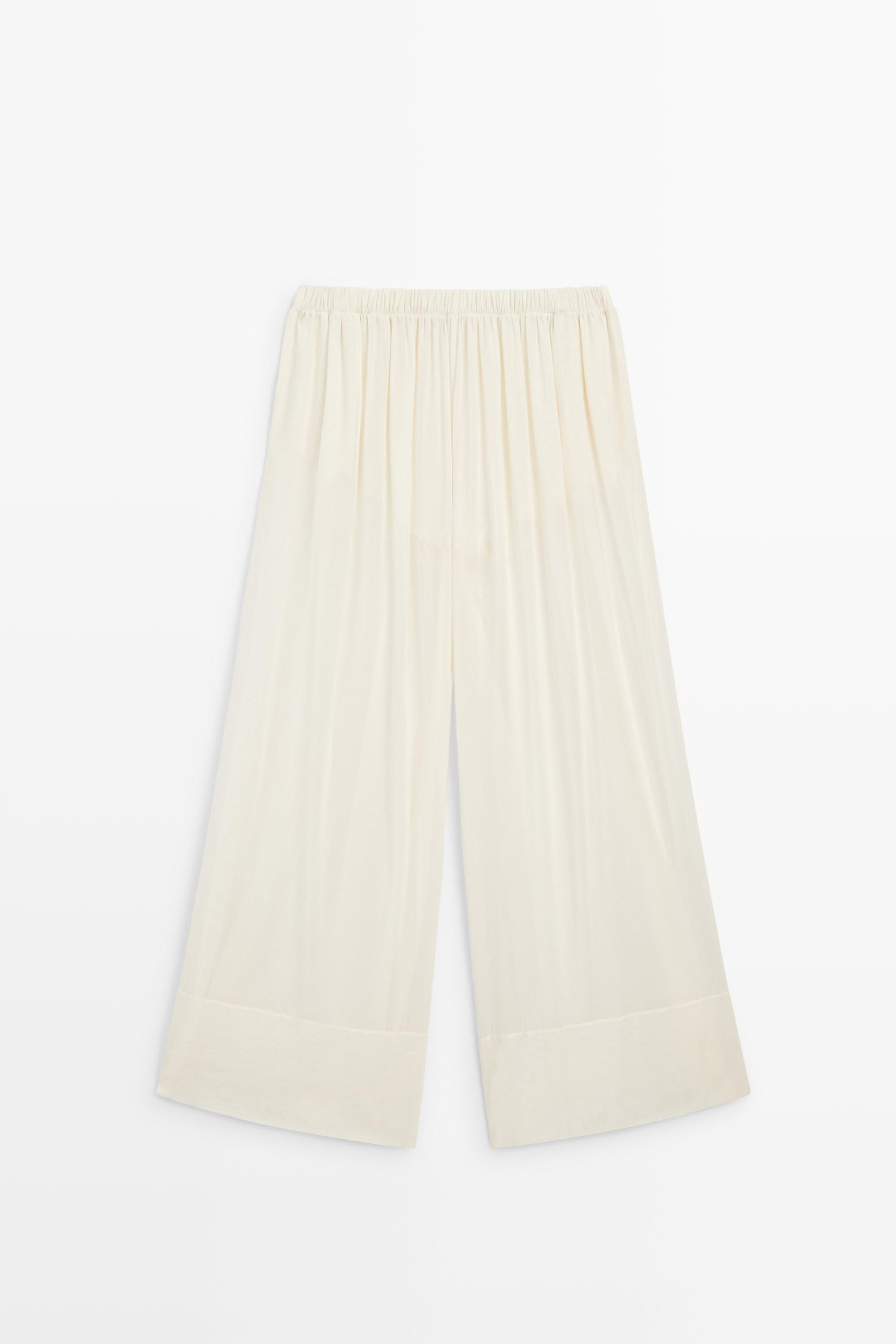 Semi-sheer flowing wide-leg pants | Massimo Dutti US