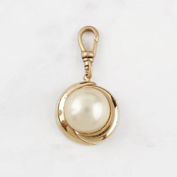 Vintage Ciner Cabochon Faux Pearl and Double Cresent Moon Amu Charm | Lulu Frost