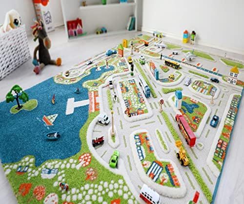 IVI Mini City Thick 3D Kids Play Mat Rug, 71" L x 53" W, Non-Toxic, Stain Resistant, Educational ... | Amazon (US)