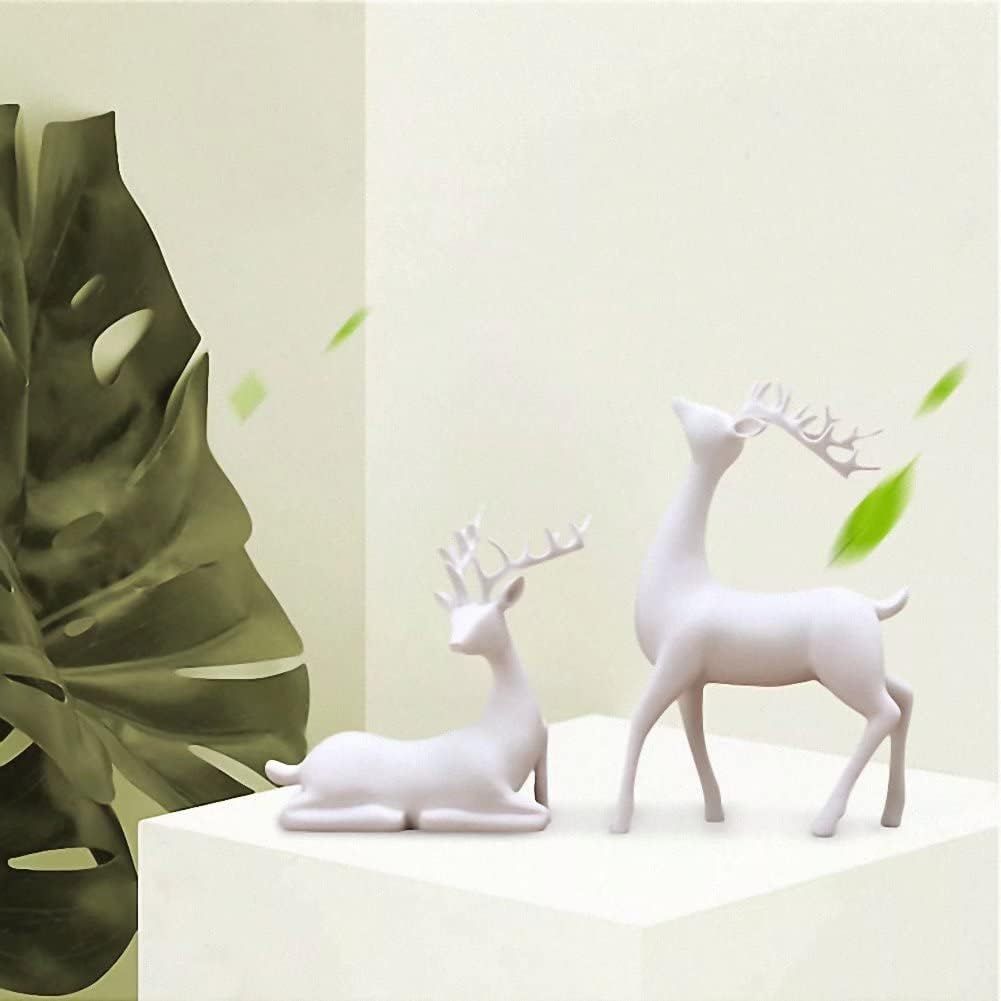 Luganiso Christmas Reindeer Figurines Set of 2 Resin Deer Statues Elk Sculpture Deer Ornaments fo... | Amazon (US)