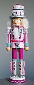 Christmas Holiday Wooden Nutcracker Figure Soldier with Pink, Teal, and White Uniform Jacket, Cupcak | Amazon (US)