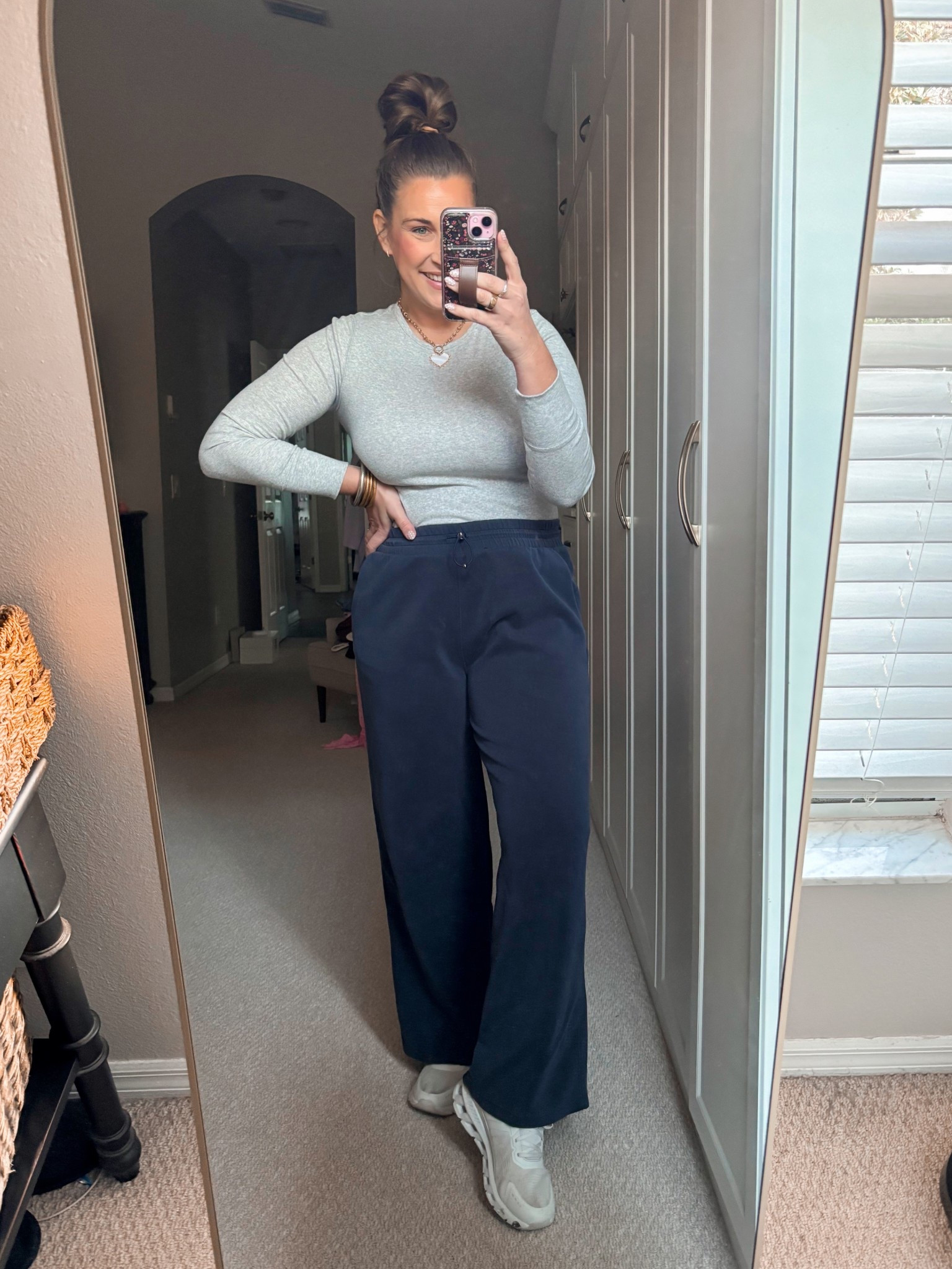 Comfy casual outfit- love these soft elastic waistband pants 💙

Size large in pants 
Medium in tee

#LTKdayinmylife #LTKmomlife #LTKMidsize