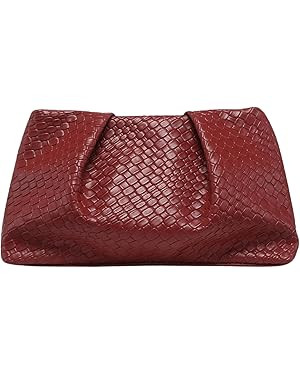 Verdusa Women's Braided Woven Handbags Ruched Clutch Purses Leather Bag | Amazon (US)