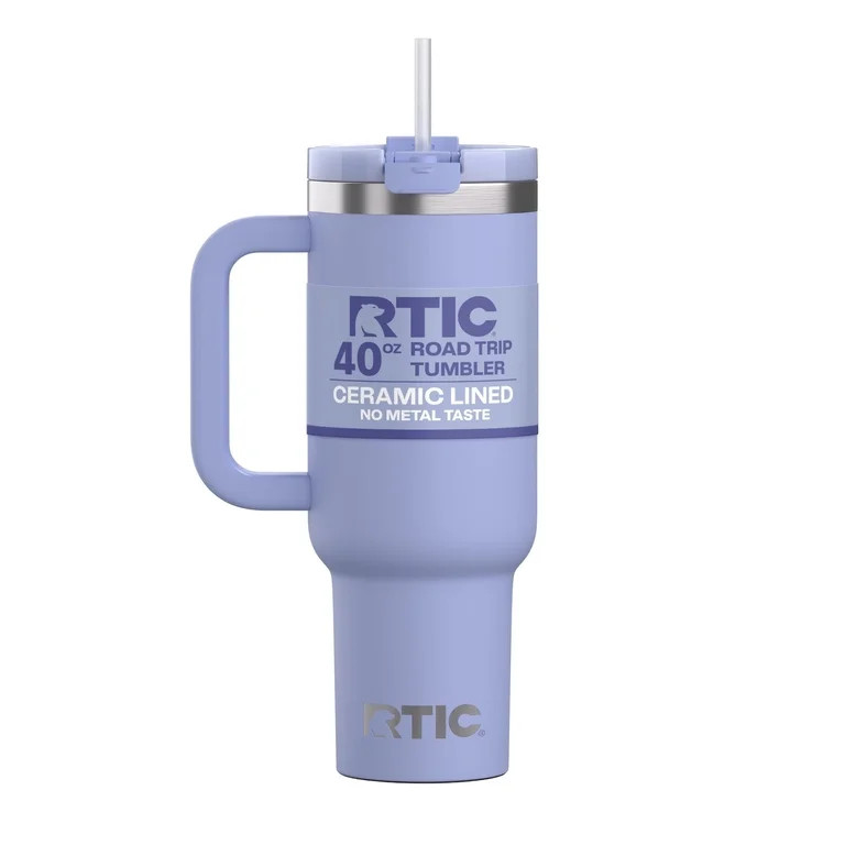 RTIC 40 oz Insulated Tumbler with Handle, Ceramic Lined, Leak-Resistant Straw Lid, Periwinkle | Walmart (US)