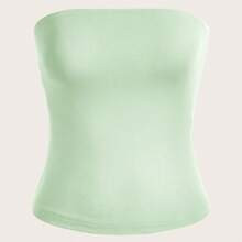 Mint Green Knitted Simple Womens Tube Top For Summer | SHEIN